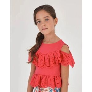 Mayoral Pink Ruffle Blouse